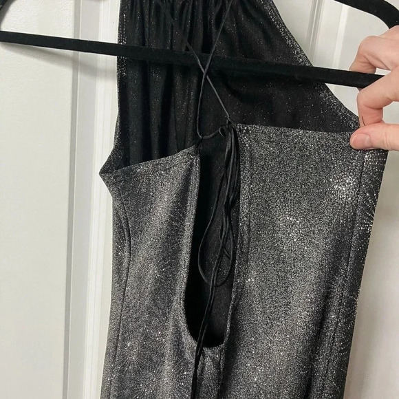 Vtg Jump Wendye Chaitin Lurex Metallic Sequin Sparkling Prom Halter Maxi Dress - Picture 6 of 8